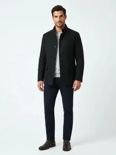 Kired by Kiton Black Wool Coat