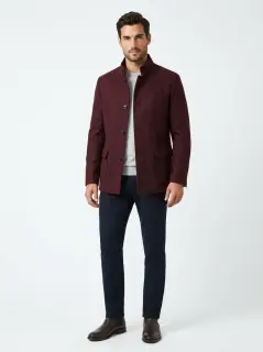Kired by Kiton Burgundy Wool Coat