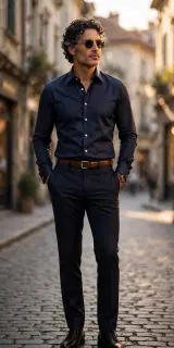 Kiton Navy Dress Shirt
