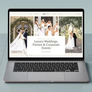 Delia Jeffcoat Events Website displayed on a laptop