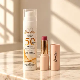 DUNAMISS Sun-Kissed Glow Duo – Sunscreen + Gimme Red Tinted Lip Balm