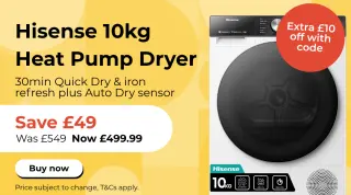 Save on Hisense heat pump tumble dryer