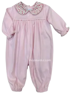 Auraluz Knit Longall, l/s...Pink with floral print p.p. collar...STORE EXCLUSIVE!