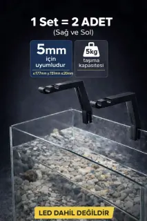 Akvaryum Led Tutucu Aparat 2 Adet Set 5mm Cam içindir