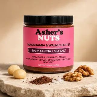 Asher's Nuts Dark Cocoa + Sea Salt Macadamia & Walnut Butter
