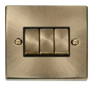 VP ANT/BR INGOT 10A 3-GANG 2-WAY SW BK