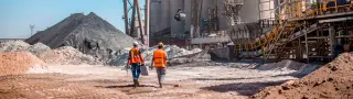 Workers on site with drone