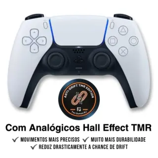 Controle PS5 DualSense Anti Drift Hall Effect TMR – Analógico Magnético – Fan Games RJ