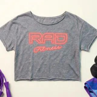RAD Off-Shoulder Crop Tee in Grey Marle