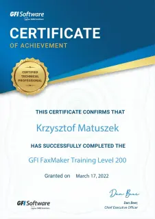 Krzysztof matuszek gfi faxmaker training level