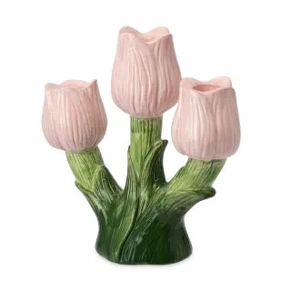 Подсвечник для 3-х свечей Floret, 20 см, фарфор, розовый, серия Blossom, TK26-DEC-CNH0003, TKANO, Китай