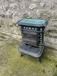 French antique enamelled cast iron stove