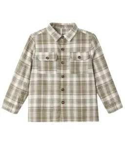 POCKETED CORDUROY SHIRT OLIVE DOBBY PLAID