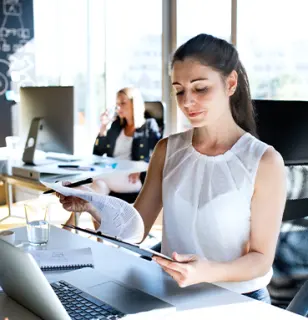 Two business women in the office working