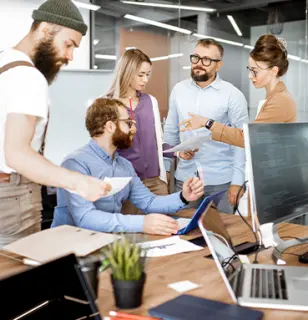 Office work with diverse coworkers