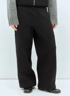 NWT Jil Sander Black Tailored Thick Jersey Wide Leg Pants Mns Sz S