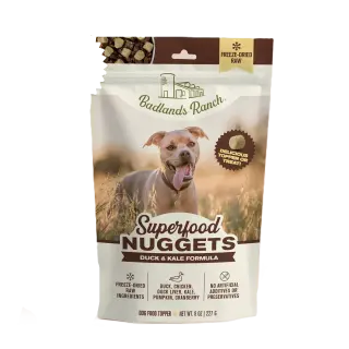 Badlands Ranch Superfood Nuggets Duck & Kale Formula, Freeze-Dried Raw Dog Food Topper, 8-oz Pouch