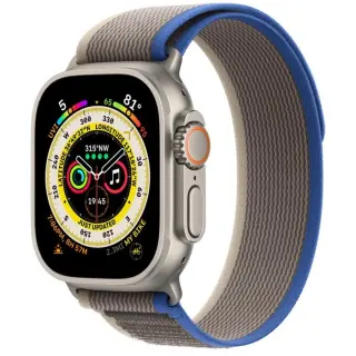 Apple Watch Ultra 3 (2025) – 49mm • GPS • Cellular – Natural Titanium • Blue/Gray Trail Loop M/L