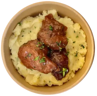 Carrillada de cerdo con puré de patata