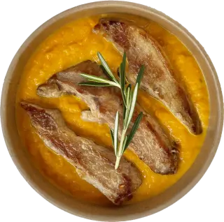 Secreto de cerdo con puré de zanahoria