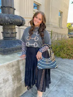 Black Asymmetrical Lace Panel Maxi Skirt