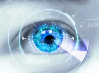 Close up eyes of technologies in the fut