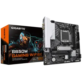 B650M GAMING WIFI6E - GIGABYTE B650M GAMING WIFI6E Carte Mère - Processeurs AMD Ryzen Série 9000, VRM 5+2+2 phases, jusqu'à 6400 MHz DDR5 (OC), 1xPCIe 4.0 M.2, LAN 2,5 GbE, WIFI 6E, USB 3.2 Gen 1
