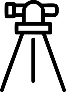 Outline of a camera on a tripod, used for land surveying