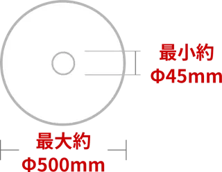 最大約Φ500mm 最小約Φ45mm
