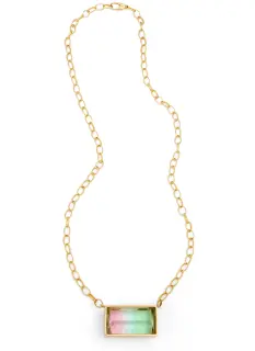 Bi-Color Tourmaline Necklace set in 18kt Gold