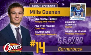 Featured image for “Raising Cane’s Senior Spotlight – No. 14 Mills Coenen”
