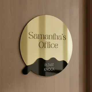 Rotating Meeting Room Door Sign - Gold Mirror Acrylic