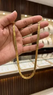 Sleek Gold Herringbone Snake Chain Necklace