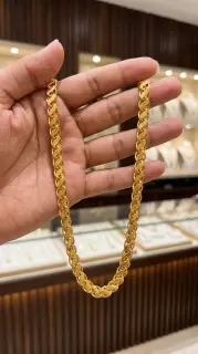 Men's Textured 1gm Gold-Plated Brass Curb Italian Chain (20")