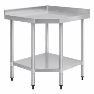 Corner Work Table With Backsplash Serviamo Stainless CWT-9C