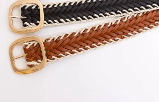 Woven Faux Leather Belt