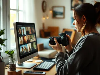 Create photography on woman photographer that do editing pictures