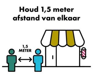 Houd anderhalve meter afstand van elkaar knippenbijdaan kapper wijchen