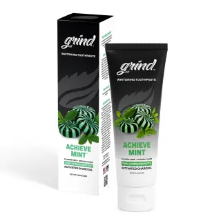 Grind Achieve Mint Fluoride Free Toothpaste, Dual Micro + Nano Hydroxyapatite Whitening Toothpaste, Cool Peppermint, Gentle on Sensitive Teeth, 4 oz
