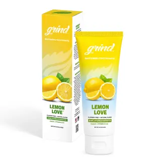Grind Lemon Love Fluoride Free Toothpaste, Dual Micro + Nano Hydroxyapatite Whitening Toothpaste, Zesty Lemon, Gentle on Sensitive Teeth, 4 oz