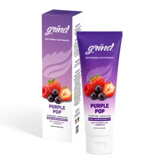 Grind Purple Pop Fluoride Free Toothpaste, Dual Micro + Nano Hydroxyapatite Whitening Toothpaste, Grape Bubblegum, Gentle on Sensitive Teeth, 4 oz