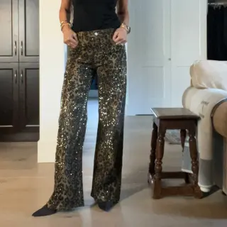 Crystal Studded Leopard Jeans | Gigi