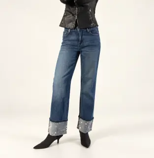 Crystal Studded Cuff Jeans | Bling Cuff