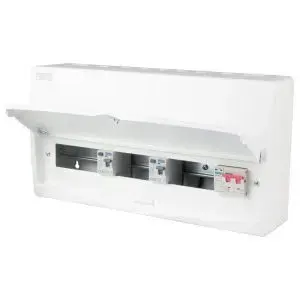 15 Way 100A DP Isolator Incomer Variable RCD Metalclad Consumer Unit c/w T2 1M SPD