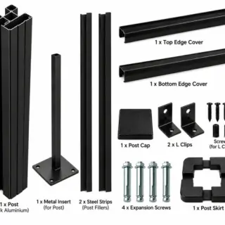 Black Aluminium Fencing Post Kit BLA005