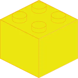 Yellow building block with four circular studs on top.