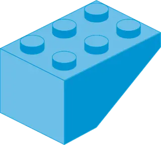 A blue LEGO brick with six circular studs on top.