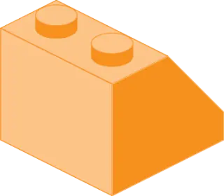Illustration of a beige and orange LEGO brick with two circular studs on top.