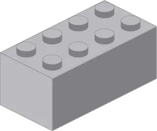 A gray LEGO brick with six raised studs on top.