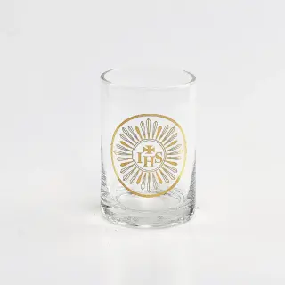 Small Clear Sanctuary Glass with Gold IHS Emblem